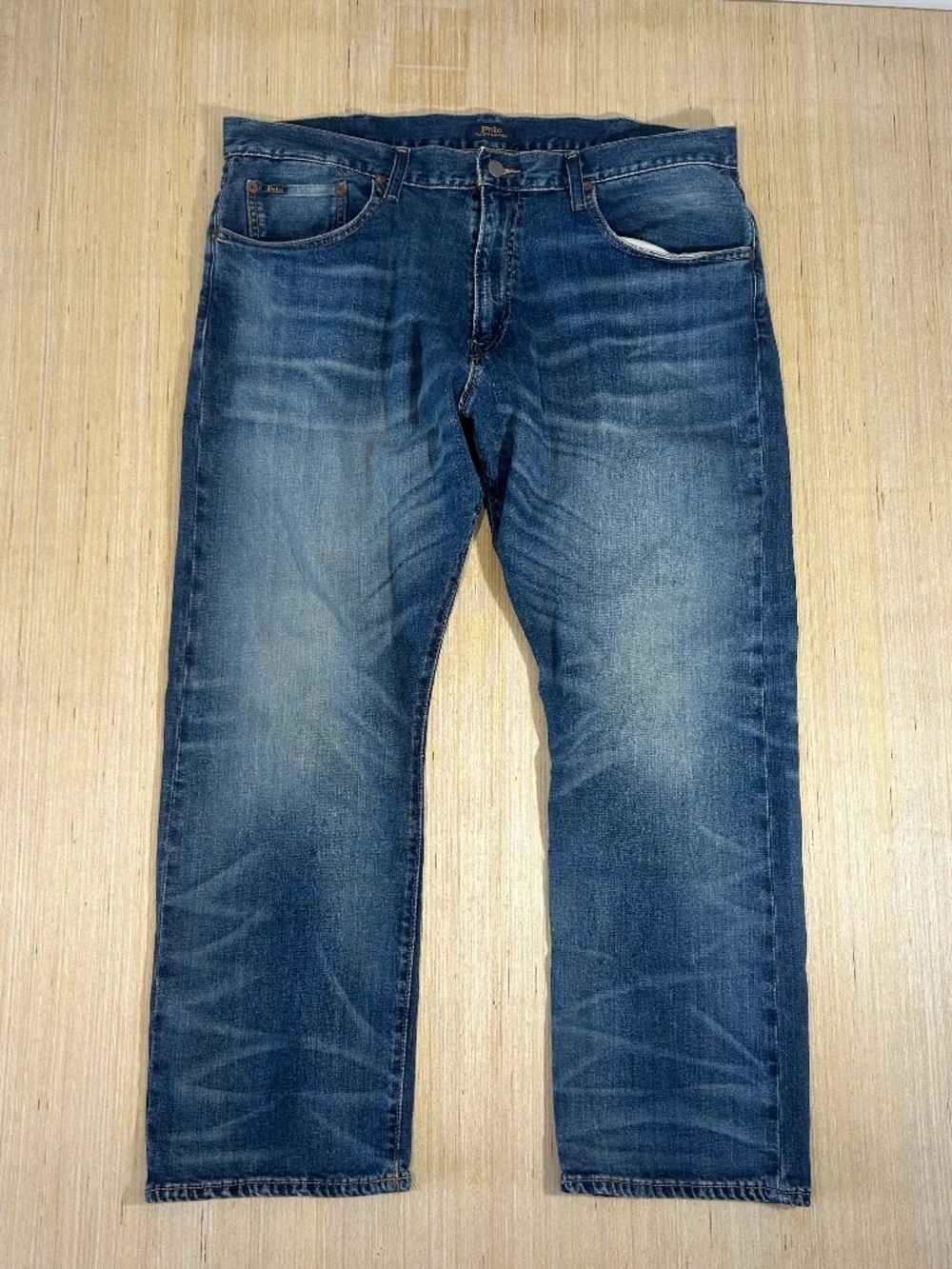 Polo Ralph Lauren Mens 38x30 Blue Medium Wash Straight Leg Denim Jeans Cotton